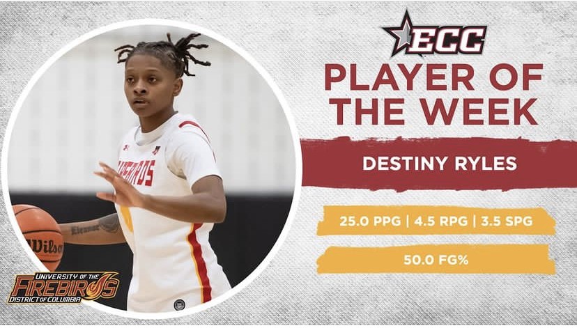 Destiny Ryles Named ECC Player of the Week for the Second Time this Season