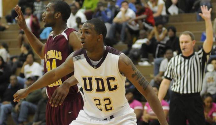 University of the District of Columbia's Stacy Griffith and Dyrek Jones Pepper ECC Basketball All-Tournament Teams