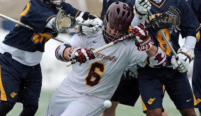 Sophomore Teilen Celentano won 15-of-22 face-offs and registered two goals and one assist.