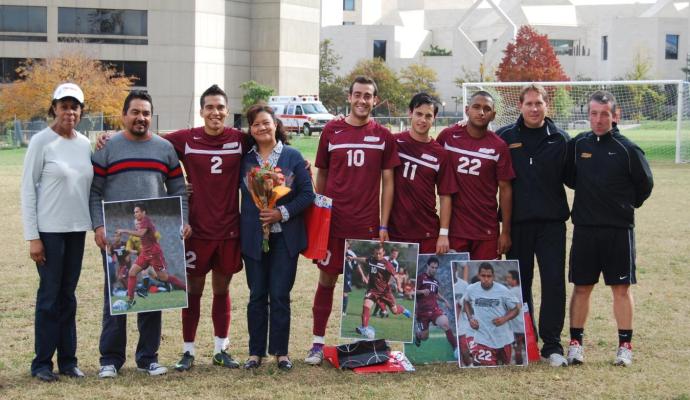 The Firebird seniors were honored during a pre-game ceremony. From L to R: Mario Banegas (#2), Tansu Korkmaz (#10), Adriel Garcia (#11) and Andrew Teran (#22).