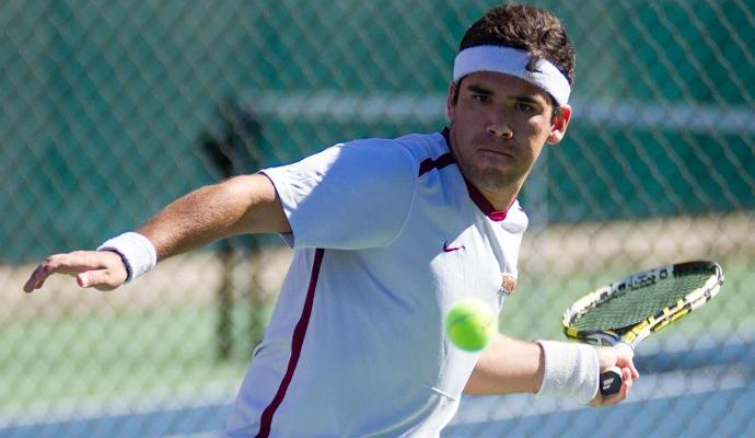 Diego Pinto teamed with Rok Bozic for an exciting 9-7 No. 2 doubles win.