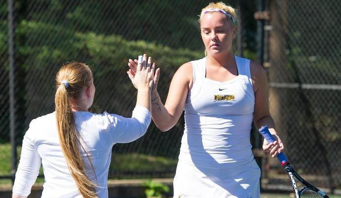 Alena Skobkina (left) and Dominika Hadnadova (right) played together on the No. 1 doubles team and were both All-ECC selections.