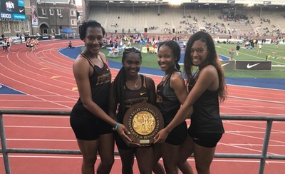 The Firebird 4x400M Relay team won its heat. (From L to R): Temera Duncan, Shannell Hibbert, Niasia Harding and Deasia Greer.