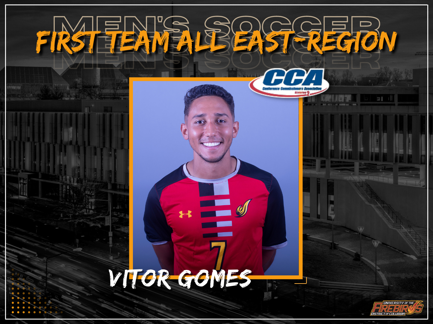 Vitor Gomes Earns 2021  Division II Conference Commissioners Association All-East Region Honors