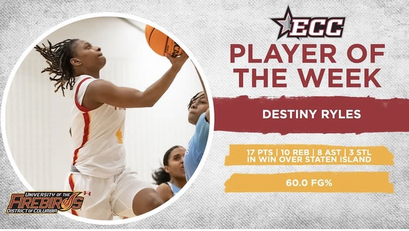 Destiny Ryles Earns Third ECC Player of the Week Honors