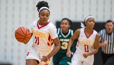 Sophomore guard Maya Thomas led the Firebirds in scoring with a career best 20 points and five rebounds